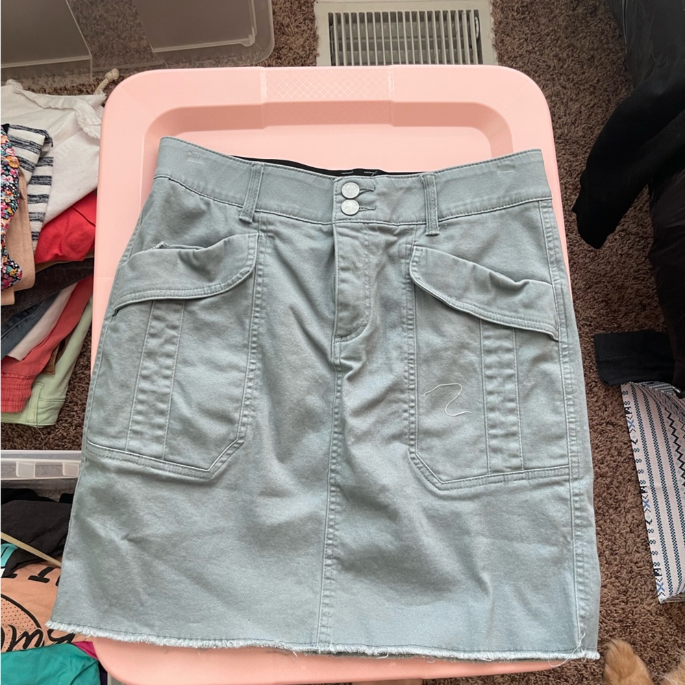 Blue green cargo skirt